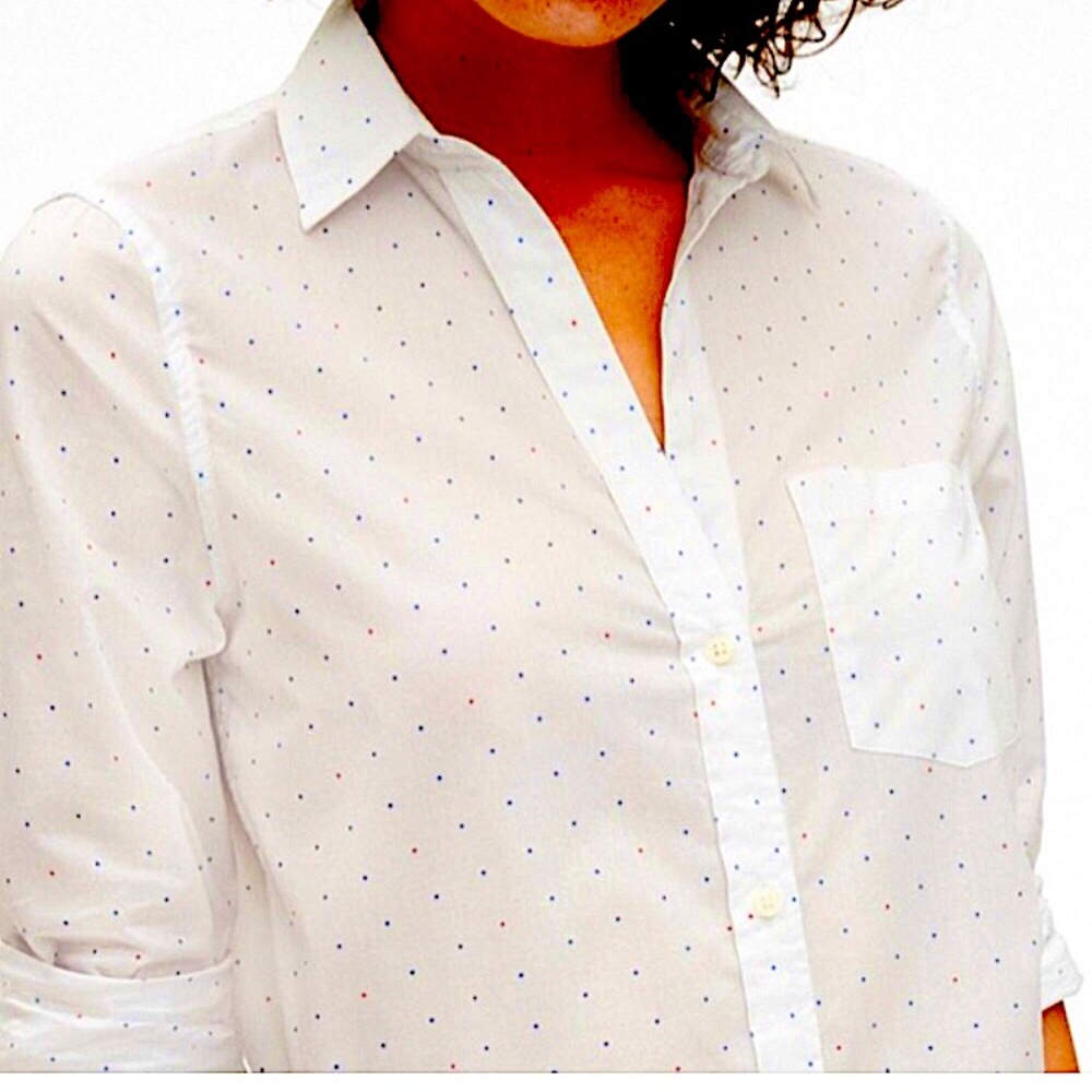 Gap Star Print White Poplin Button Doen